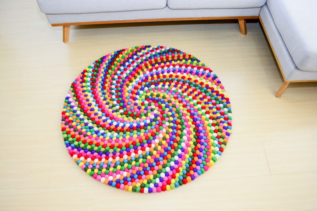 Round Felt Rug Wool Circle Rug Felt Ball Rug Felt Carpet Circle