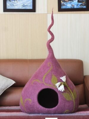 felt floral handmade felt wool cat cave