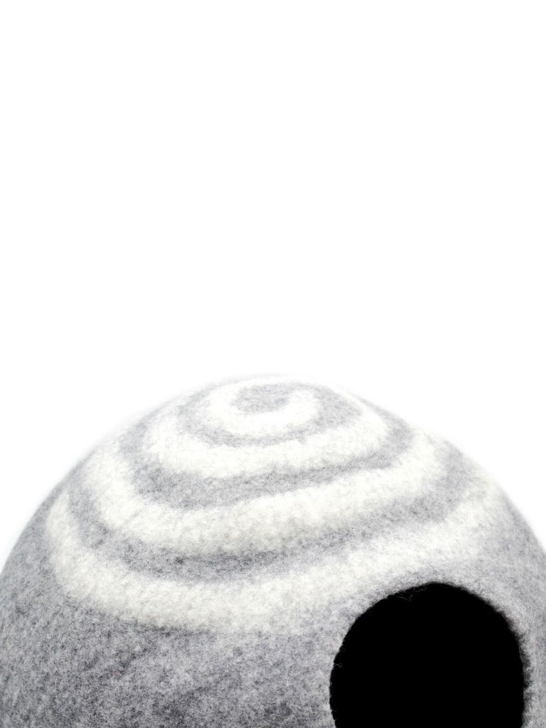 handmade felt wool cat cave in grey