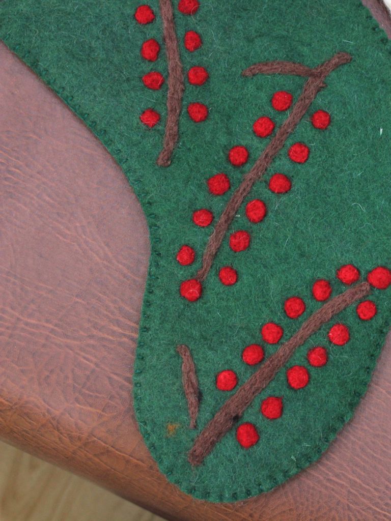wool felted christmas stocking