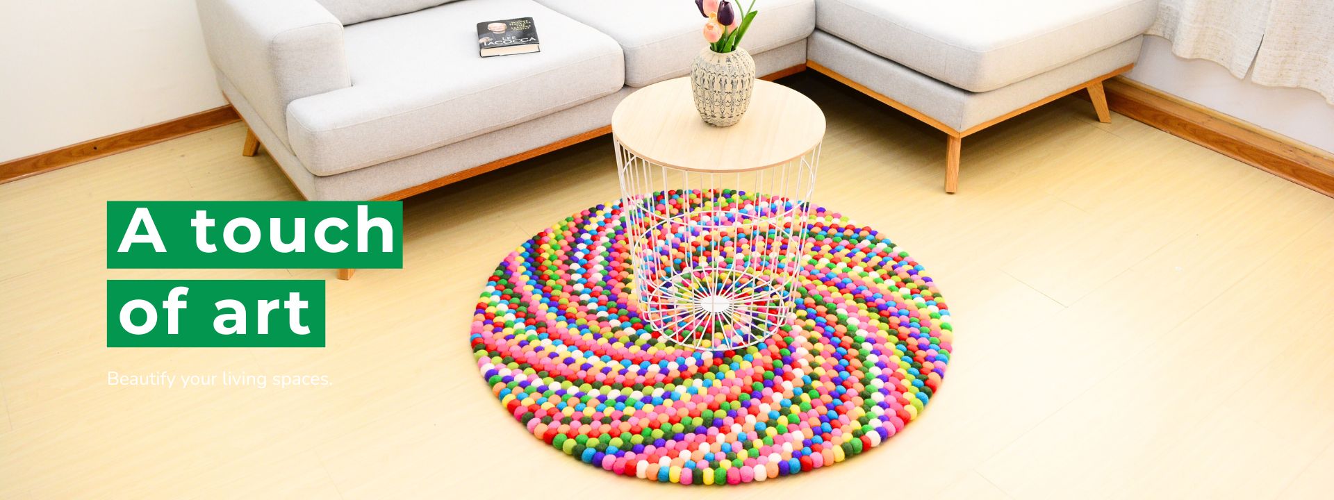 handmade felt wool ball rug