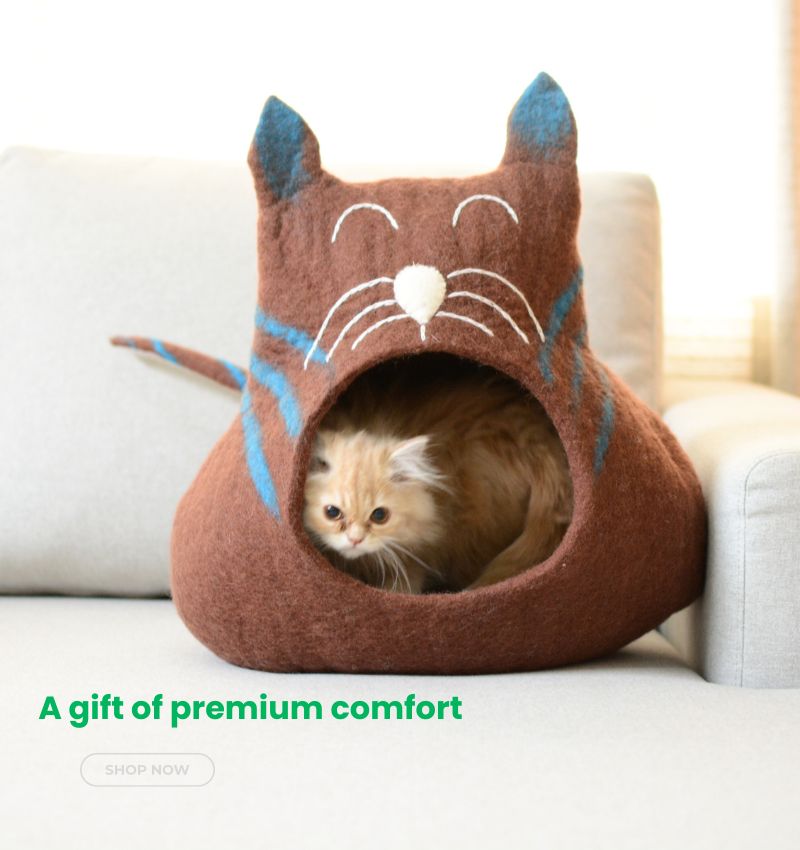 woollyfelt - felted cat cave
